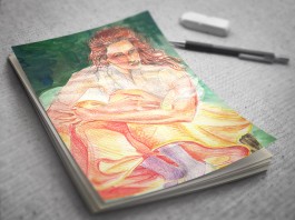 Orange dress watercolor illustration
